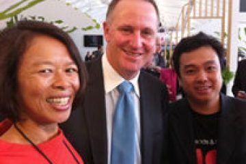 With John Key, Prime Minister New Zealand & Tourism Minister & Peppy Adi-Purnomo, Aeronautical Development & Alliances Manager for Auckland Airport